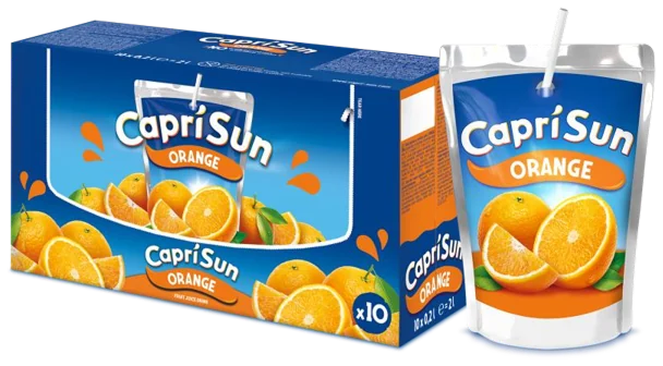 Capri Sun Orange carton and pouch