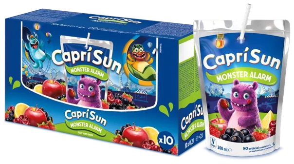 Capri Sun Monster Alarm carton and pouch